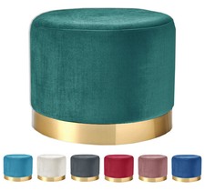 Pouf Puff Velluto Poggiapiedi Sgabello Cilindro Moderno Vari Colori
