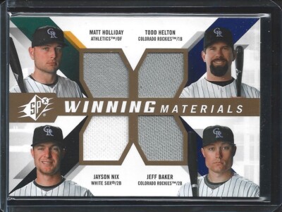 Matt Holliday Todd Helton Jayson Nix Jeff Baker 2009 Upper Deck SPX Quad Relic