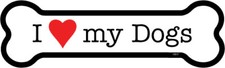 I Heart Love My Dogs -Dog Bone shaped Car Fridge Magnet 2"x7" USA Waterproof