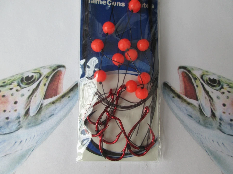 Huevos de salmón ajustables - Steelhead/Trucha/Salmón - Garra de águila #2/0 gancho - 6 piezas Foto 3 de 4