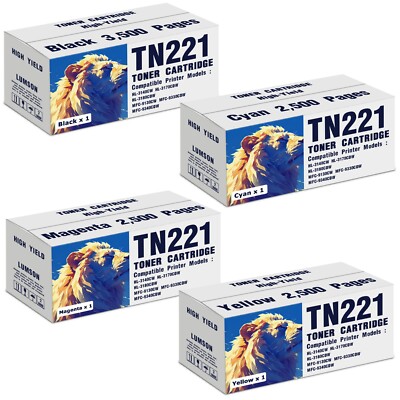 TN221 TN225 Toner Cartridge BK/C/M/Y Set for Brother TN 221 MFC-9340CDW (4 Pack)