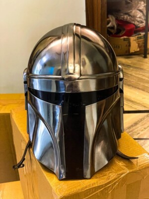 Din Djarin Mandalorian Helmet Star Wars Metal Armor Helmet Cosplay Larp Helmet