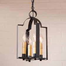 Irvin's Country Tinware Four Light Saddle Light in Kettle Black