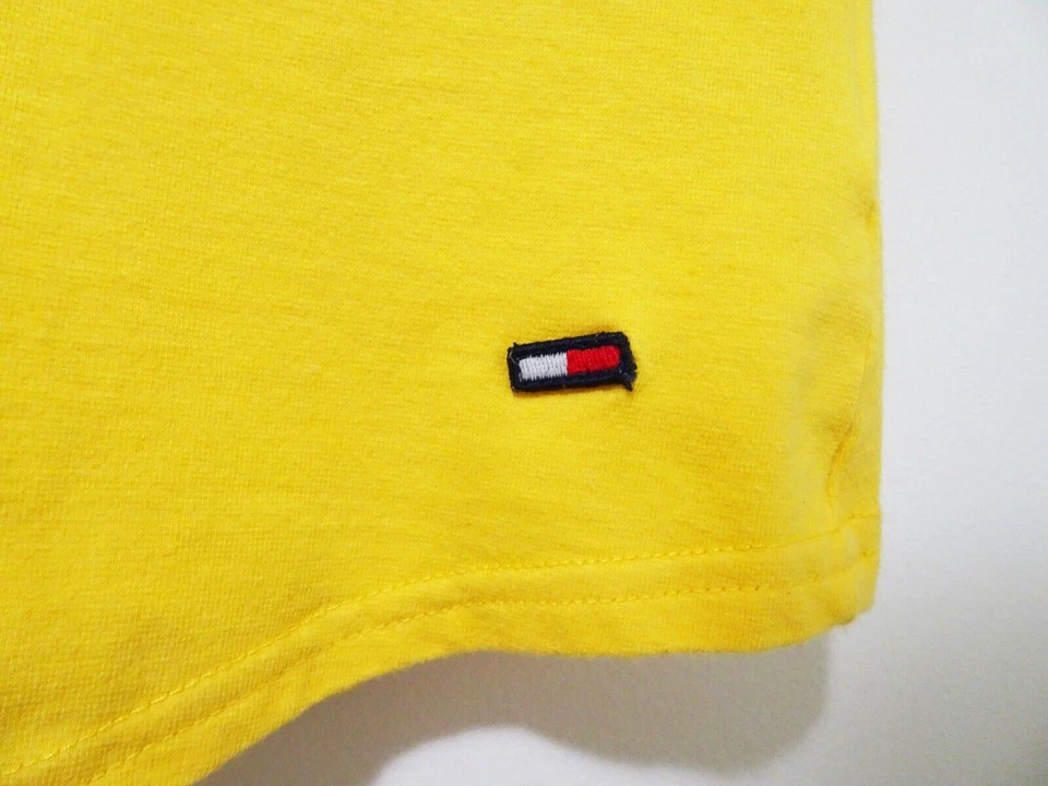 S/M De Colección Años 90 Y2K Tommy Niña Jeans Cuello Bandera Amarillo Club Niño Euro Rave Camisa Foto 4 de 4