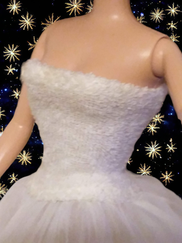 Frosty Night Out Dress - Unique Handmade White Short Dress for Dolls - Picture 9 of 11