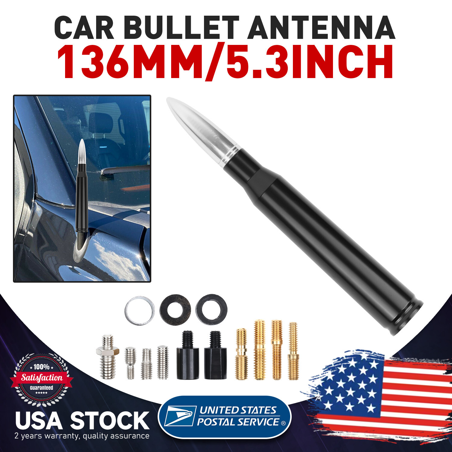 Bullet Antenna Radio Kit+Adapt Screws For Chevrolet Silverado 3500 HD 2014-2022