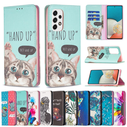 Cute Pattern Flip Leather Case Phone Cover For Samsung Galaxy A13 A53 5G A12 A73 - Afbeelding 1 van 102