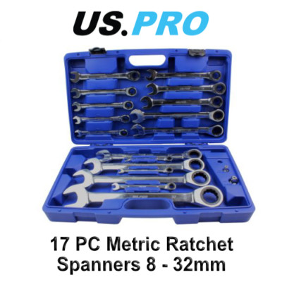 US PRO 20-TEILIG 8 - 32 mm metrisch Zahnrad Ratsche Kombination Schraubenschlüssel Set 3236