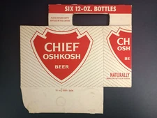 Vintage CHIEF OSHKOSH BEER 6 PACK ARROWHEAD BOTTLE CARRIER Oshkosh Brewing Co WI