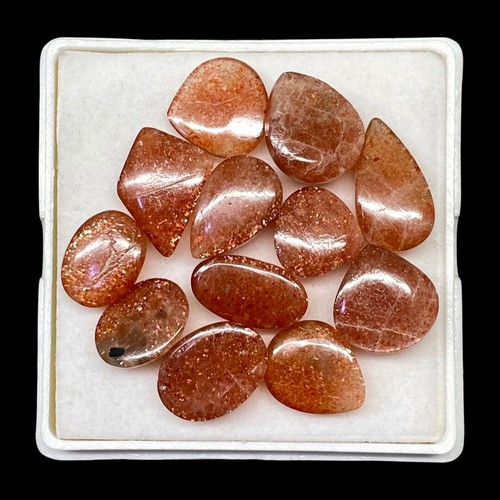 12 Stck. Natürlicher Orange Sonnenstein Glänzend Unbehandelt Cabochon Edelsteine Lot 13mm-20mm - Bild 9 von 9