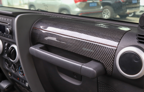 For Jeep Wrangler JK 2007-2010 Real Carbon Fiber Dashboard Co-pilot Armrest Trim - Picture 3 of 9
