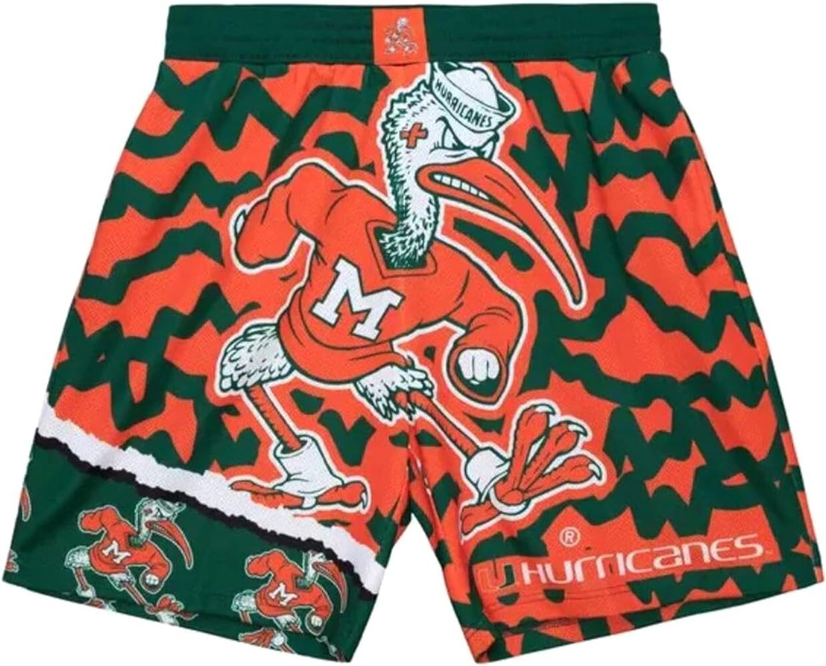 MIAMI HURRICANES NCAA MITCHELL NESS JUMBOTRON SUBLIMATED SHORTS