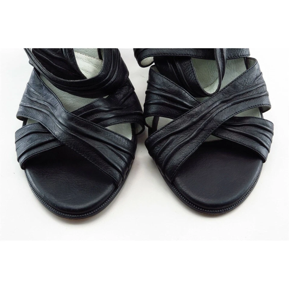 Sandalias Biviel para mujer talla 38,5 M negras con tiras de cuero Foto 2 de 4