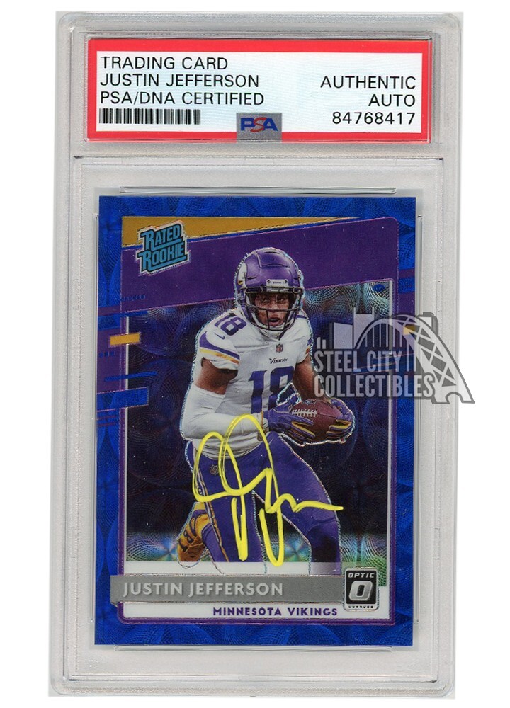 Justin Jefferson 2020 Optic RC Blue Scope Autograph Card #163 PSA/DNA (Yellow)