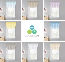 Crystal Sheer Double Layered Rod Pocket Ascot Window Valances - Assorted Colors