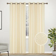Linen Lined Interlined Wave Silver Line Grommet Top Window Curtain Panel, 81028