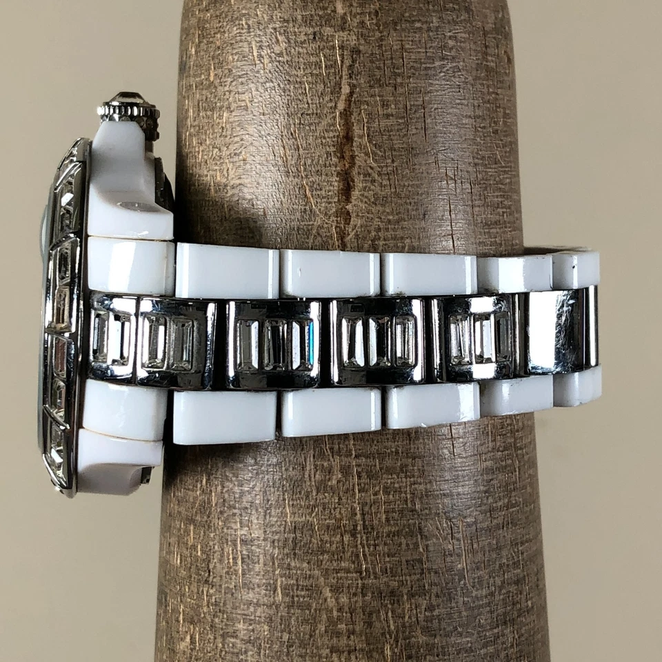 ToyWatch Mujer Diamantes Cuadrante Piedras Preciosas Plasterámica Pulsera Reloj Cuarzo 6 1/4" Foto 3 de 4