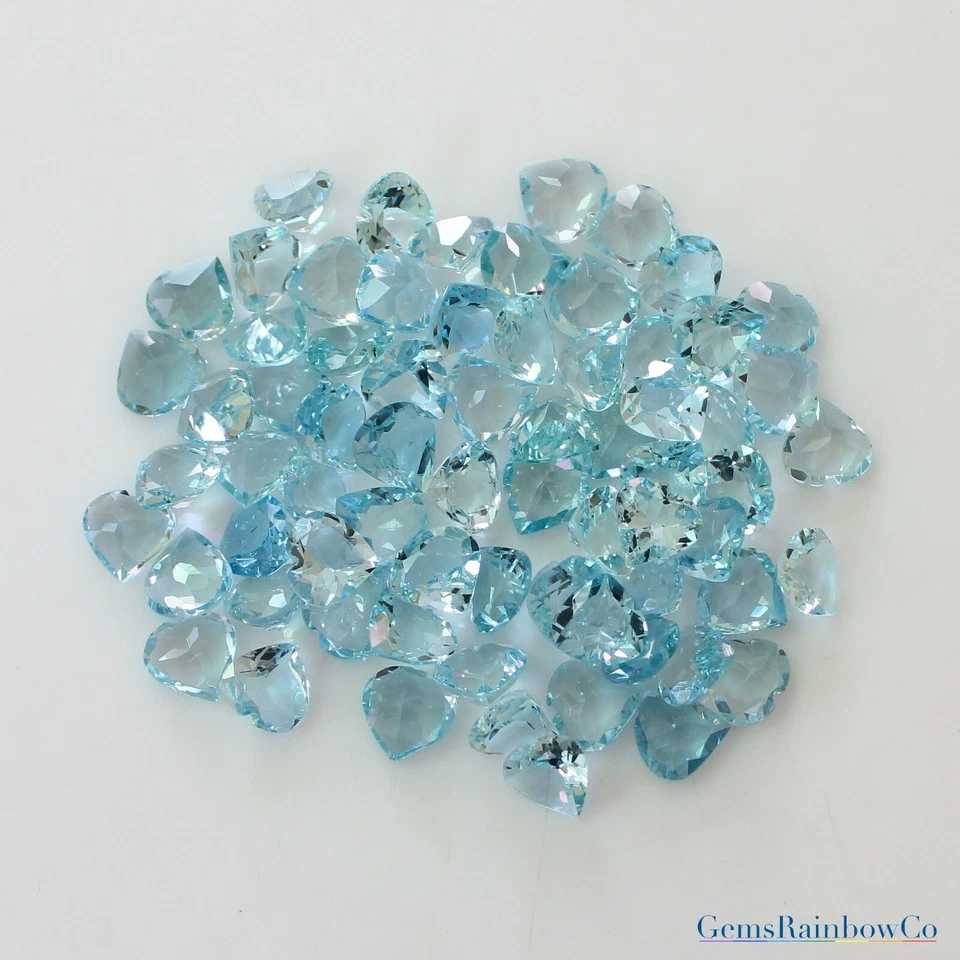 天然海蓝宝石心形刻面 5 毫米至 7 毫米散装宝石 AAA 质量 — 第 2/4 张图片