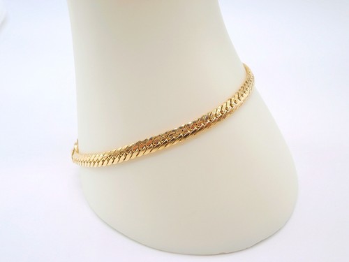 18 Karat Gold Kobra Armband Fischgrät 19,5 cm lang 4 mm breit - Italian Jewelry - Bild 10 von 19