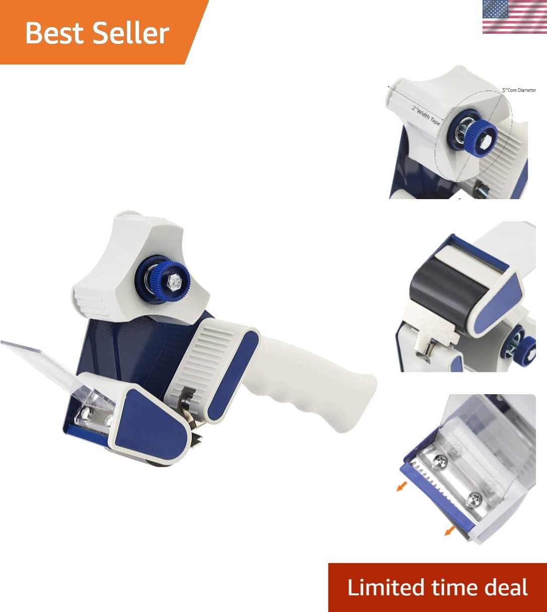 Packaging Tape Dispenser Gun for 1.88-Inch Wide Packing Tape/3-Inch Inner Pap...-image