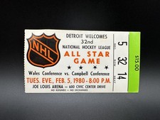 1980 WAYNE GRETZKY 1ST ALL STAR GAME APPEARANCE TICKET - GORDIE HOWE'S FINAL ASG