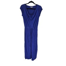 Gap Women's Blue Tie Waist Cowl-Neck Cap Sleeve Fit & Flare Maxi  Dress Size S
