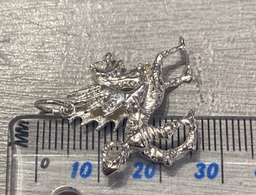 925 Sterling Silver 3D Solid Welsh Dragon Fantasy… - image 4