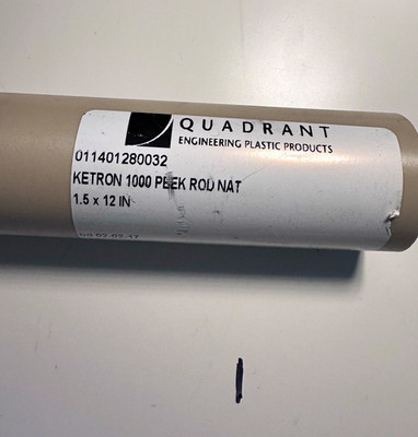 Quadrant Ketron 1000 PEEK Rod Natural Engineering Plastic 1.5 in x 12 in