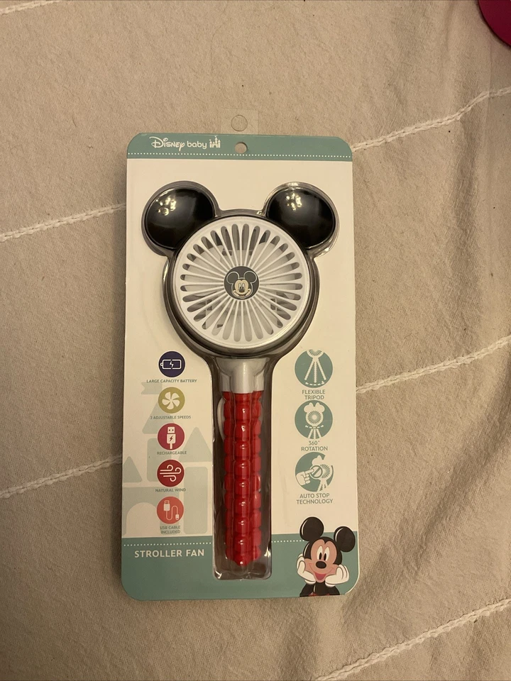 Ventilador Cochecito Disney Bebé Mickey Mouse 3 Velocidades Flexible Trípode Recargable Foto 2 de 3