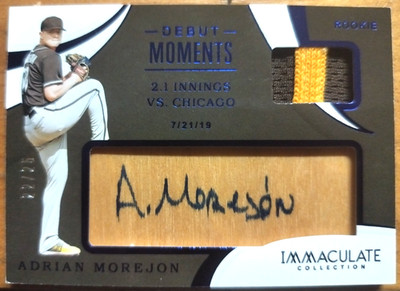 2020 Panini Immaculate Collection #DM-AM Adrian Morejon Debut Moments /25
