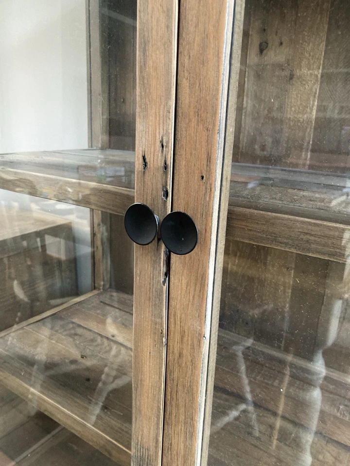 Industrial Rustic Solid Wood Display Cabinet book case shelf unit with drawer - Image 4 of 4