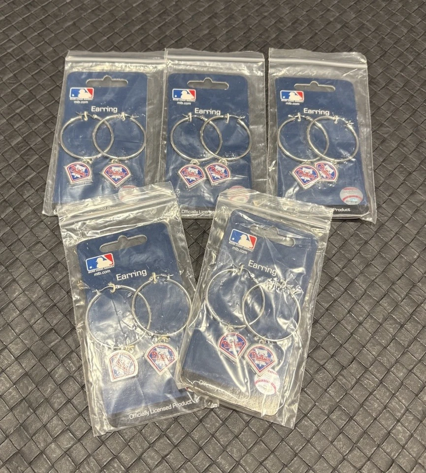 New Lot Of 5 Pair Philadelphia Phillies Earrings MLB Officially Licensed. NWT - Image 2 of 4