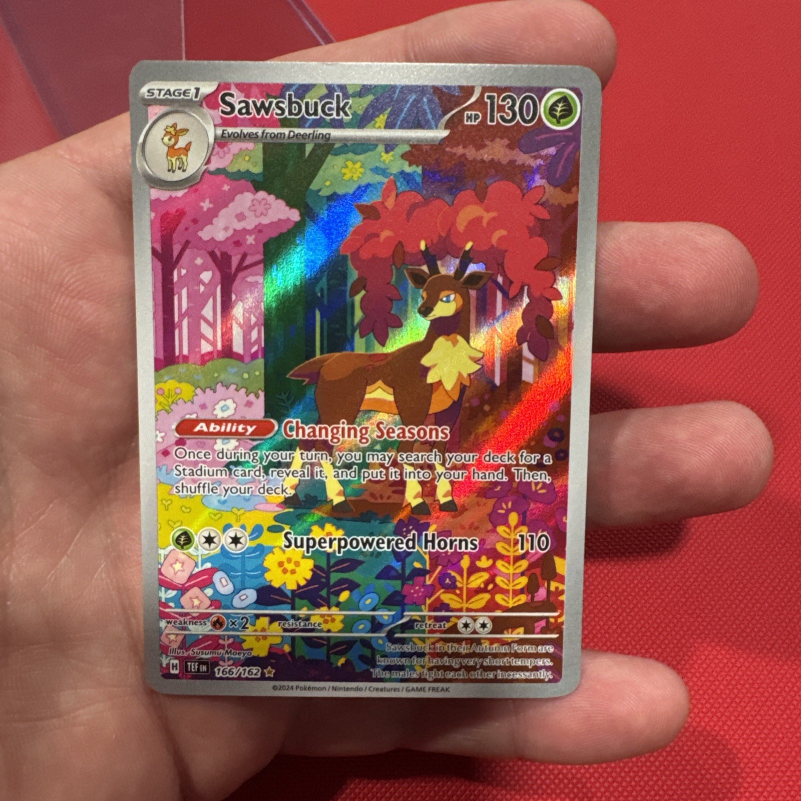 Sawsbuck 166/162 Illustration Rare Temporal Forces Pokemon Card NM