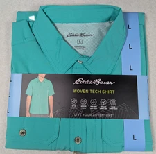 Eddie Bauer - Men's - Short Sleeve Woven Tech Shirt - Turquoise - Size: L