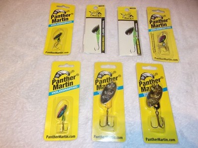 Lot OF 7 Panther Martin In-Line Spinner & Mack's Wedding Ring fishing lures New!