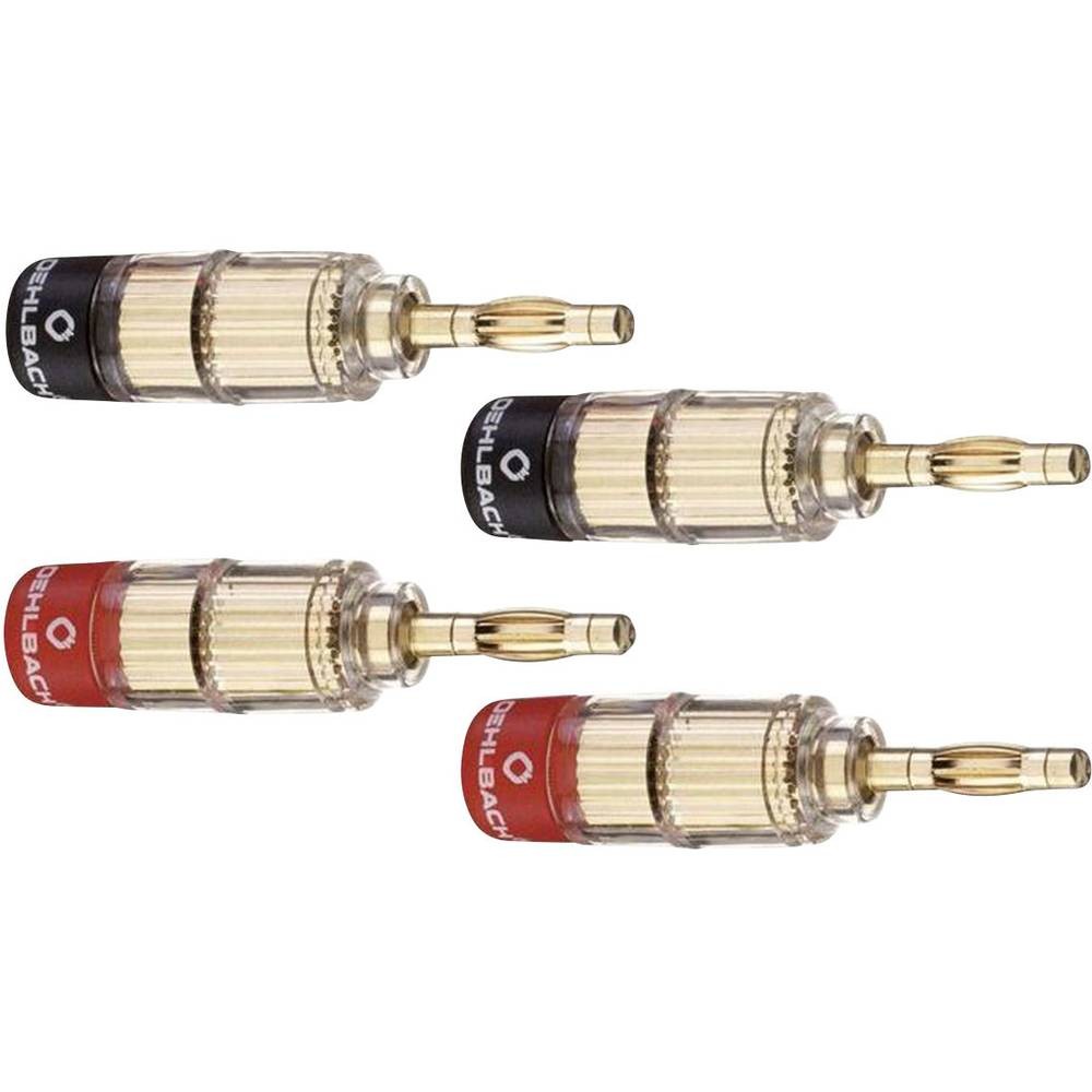 Fiche haut-parleur Oehlbach 3020 mâle droit plaqué or pour connectique Hi-Fi 4 pièces