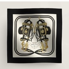 Brand New With Tag HERMES Carre 90 Brides de Gala Multicolor Silk Scarf Black