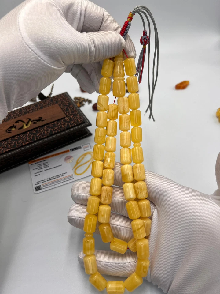 مسباح كهرمان بلطيقي حر مع شهاده Rosario de ámbar báltico con certificado Foto 3 de 4