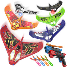 6 Pack Airplane Launcher Toys, LED Foam Airplane Toys for Kids, Outdoor Plane Fl