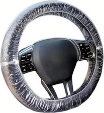 Disposable Steering Wheel Covers 100PCS PE Plastic Clear Protectors with Stretch