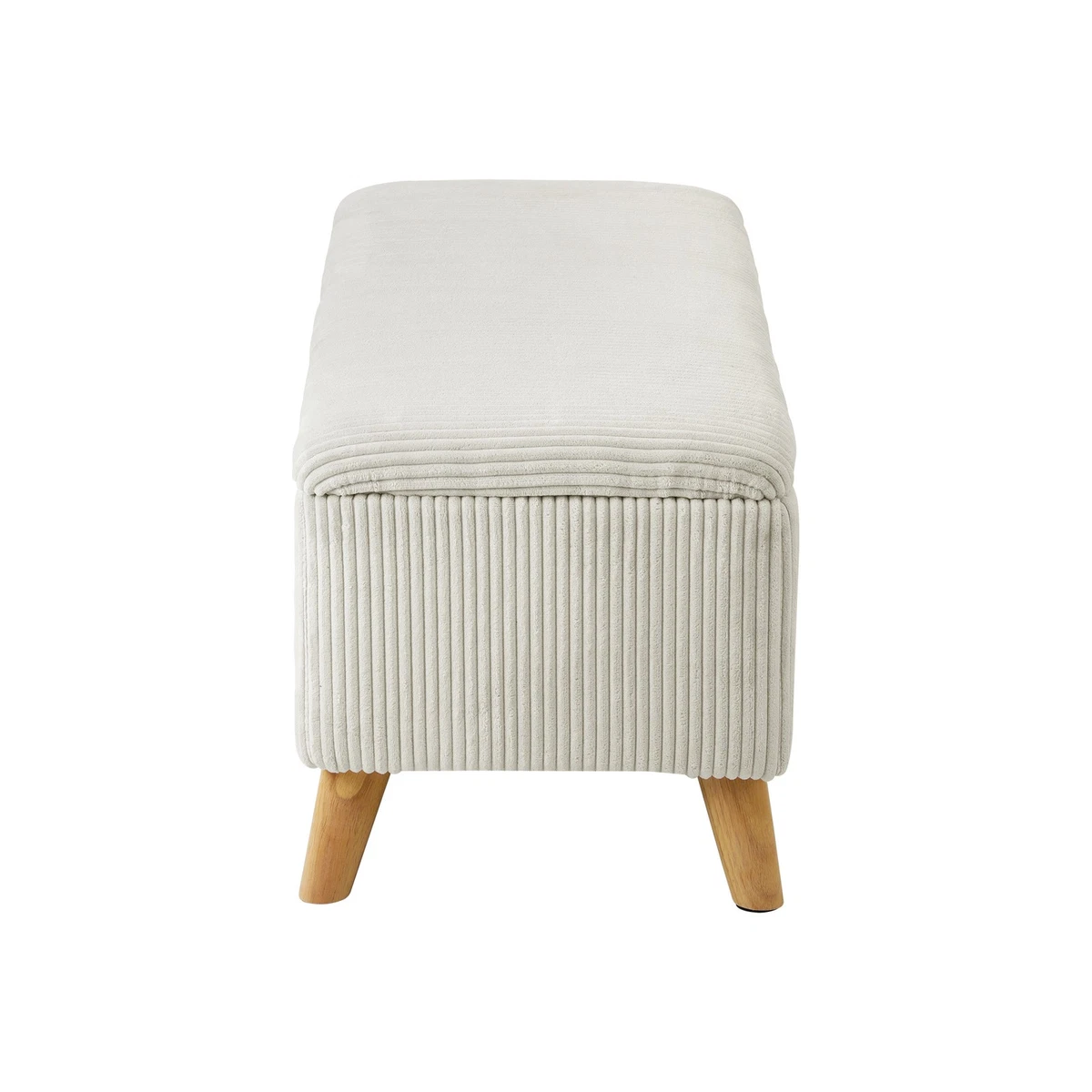 Oikiture Storage Ottoman Blanket Box Chest Toy Foot Stool LARGE Polyester Beige