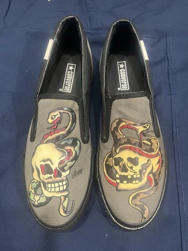 Converse All Star Sailor Jerry Skull Design Slip On Shoes M10-W11.5