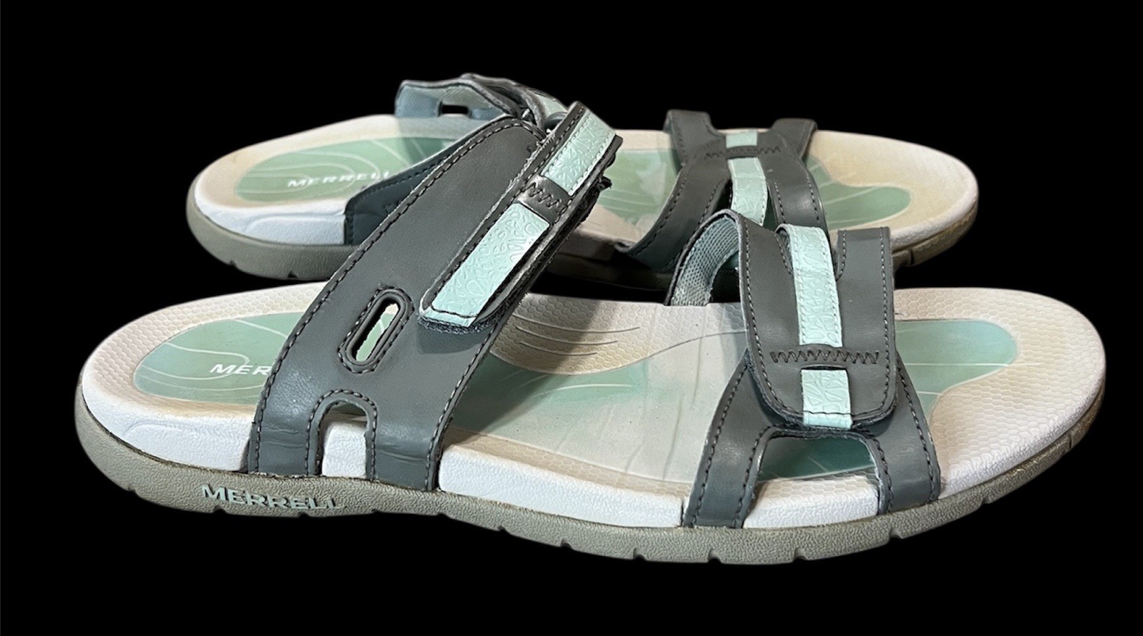 MERRELL MERREL SANDALI DONNA TG 10 BLU SEDONA SURF SLIDES GRIGIO REGOLABILI