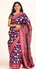 Ikat pure Odisha Sambalpuri Silk Sareefall and Pico done wit - Handmade in India