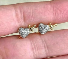 Women's Heart Stud Earring 2Ct Round Lab Created Diamond 14K Yellow Gold Plated