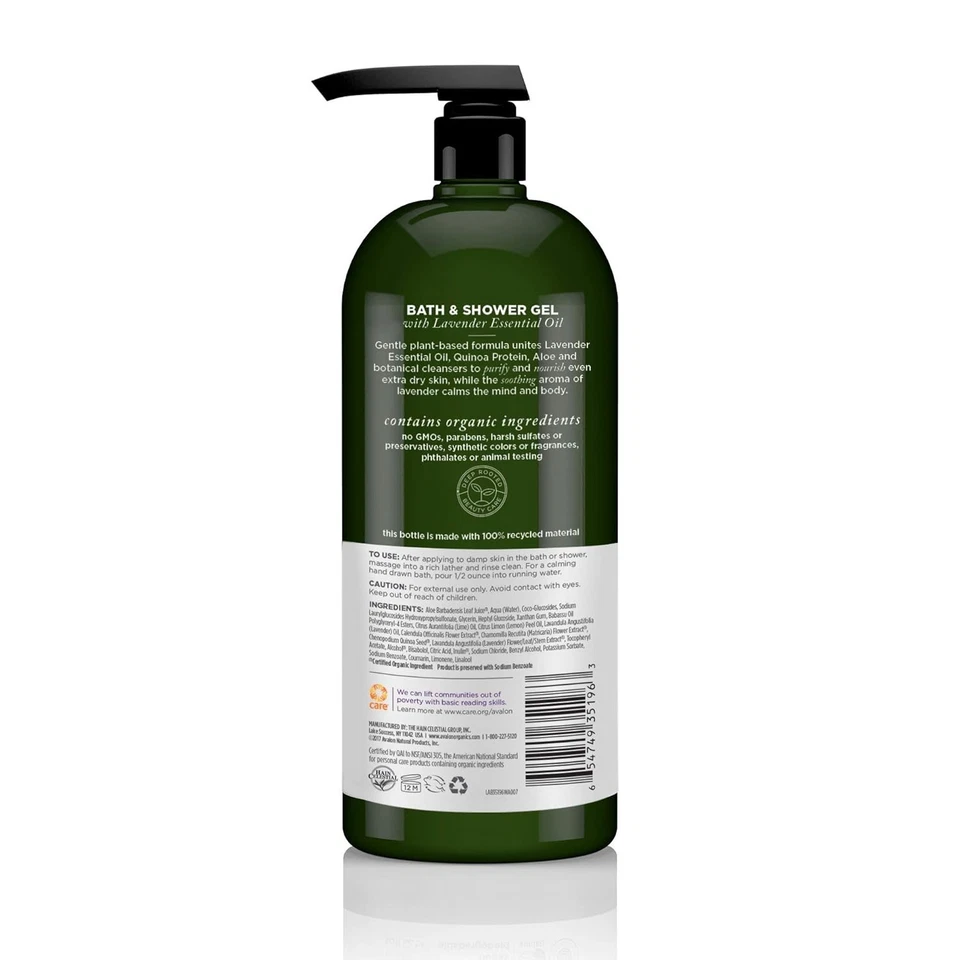 Gel de baño y ducha Avalon Organics lavanda nutritiva 32 fl. oz, 946 ml (3 paquetes) Foto 4 de 4