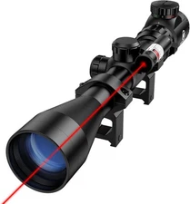 MidTen 3-9×40 Rifle Scope with Red Laser, Red and Green Illuminated 5 Brightness