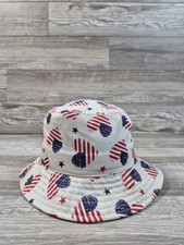 American Flag USA Hearts Bucket Hat Cap Adult Womens Outdoor Fitted Summer