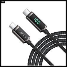 USB C to USB C Cable 100W 20V 5A LED Display Nylon Braided 6.6FT Fast Charging