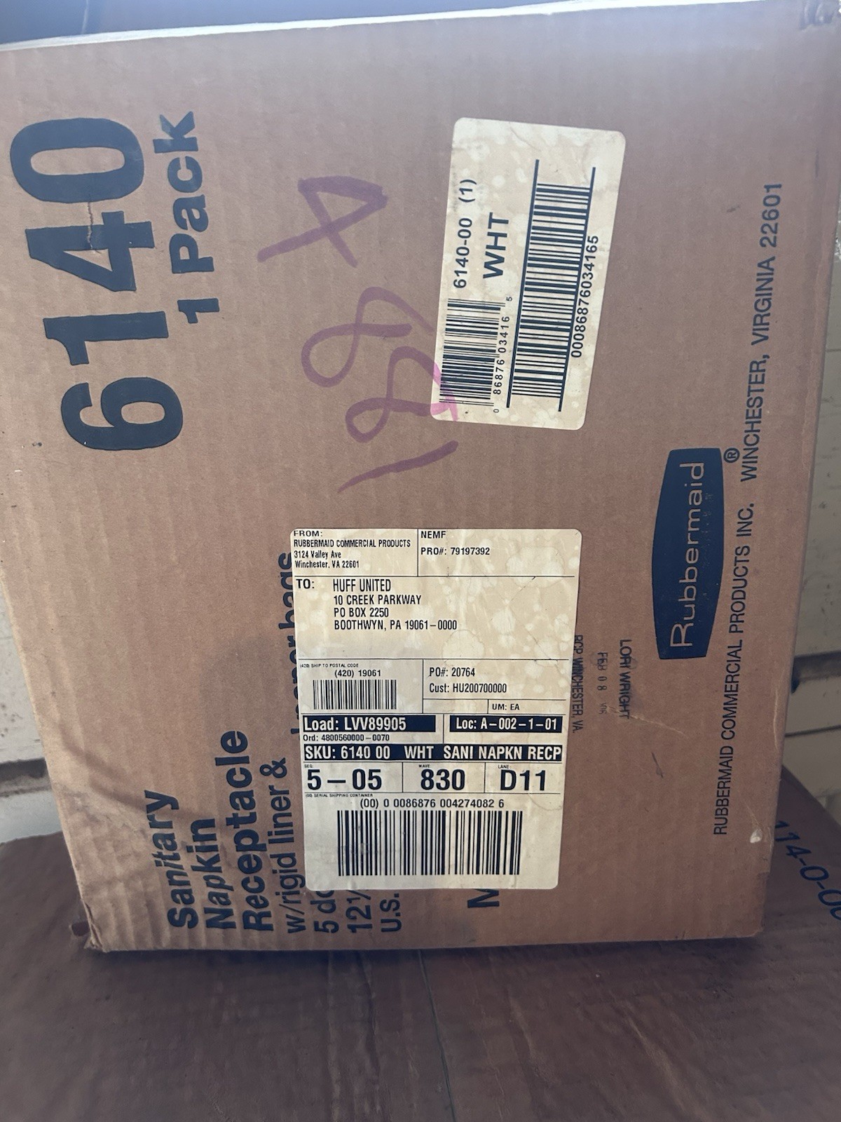 NEW Rubbermaid Sanitary Napkin Receptacle 6140 w/ Rigid Liner  6141 Bag